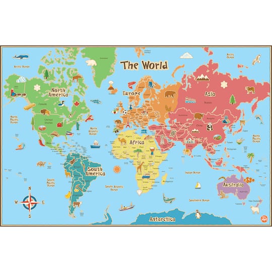 Wallpops Kids World Dry Erase Map Decal | 24" x 36" | Michaels®